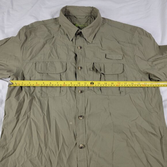 GH Bass Co Explorer Mens Large Olive Green Shirt Short Sleeve Button Down Hiking - Picture 8 of 11